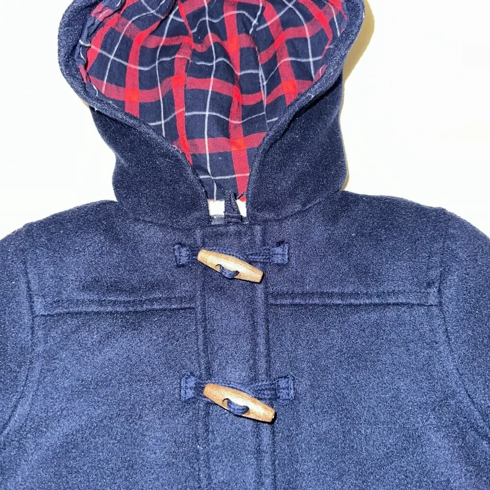 Kids Oshkosh Osh Kosh B'Gosh Toggle Jacket Coat 9m months NAVY plaid sherpa